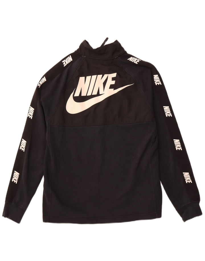 NIKE Sweat-shirt graphique à col zippé pour homme Petit coton noir