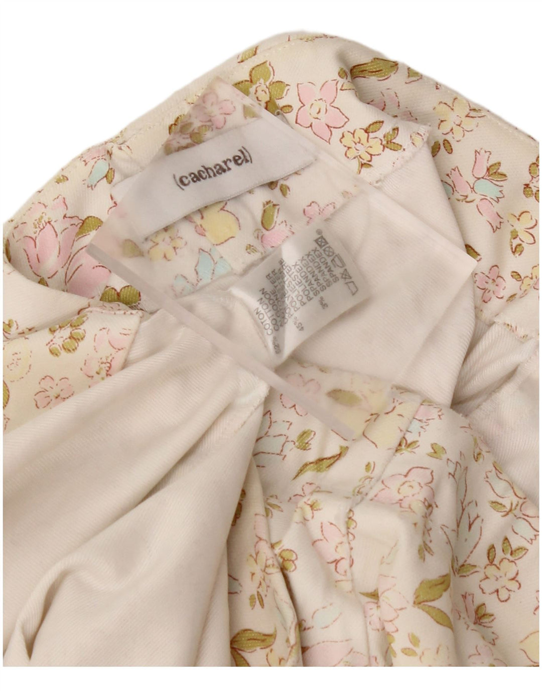 CACHAREL Mini jupe femme W30 coton fleuri blanc cassé moyen