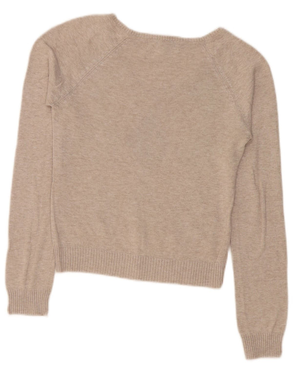 Zara Pull court à col en V pour femme UK 10 Petit Beige Argyle/Diamant