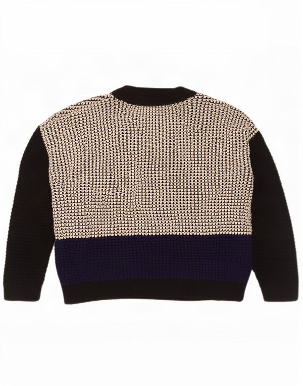 Topshop Pull col bateau pour femme UK 10 Small Noir Colourblock