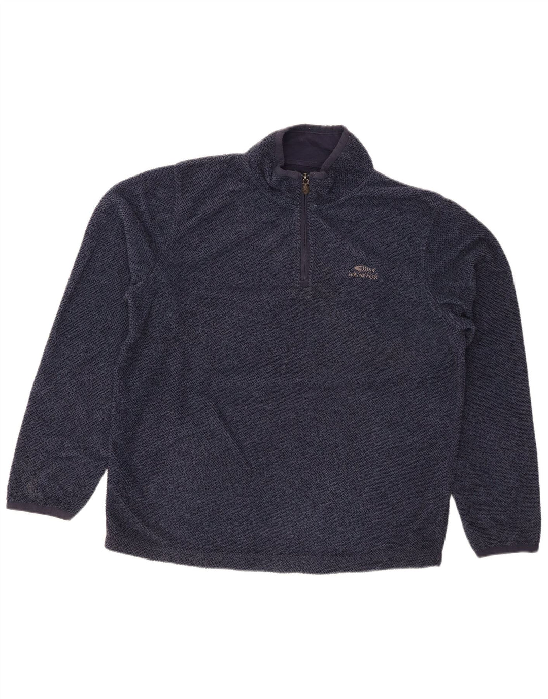 WEIRD FISH Sweat-shirt à col zippé pour homme, grand, bleu marine, en polyester