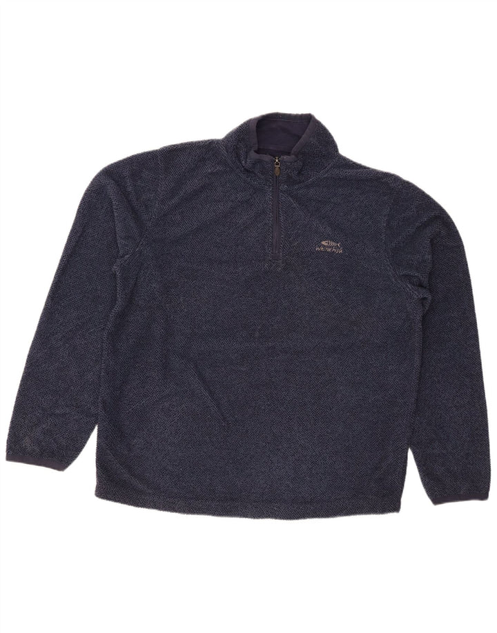 WEIRD FISH Sweat-shirt à col zippé pour homme, grand, bleu marine, en polyester