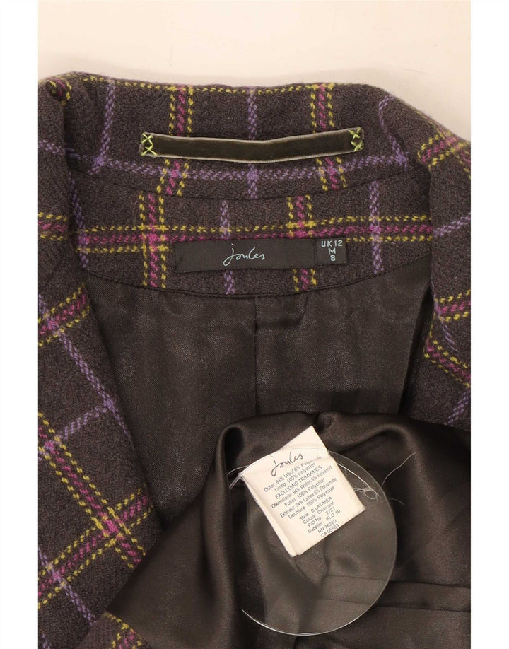 Joules Veste blazer à 2 boutons pour femme UK 12 Laine à carreaux noir moyen