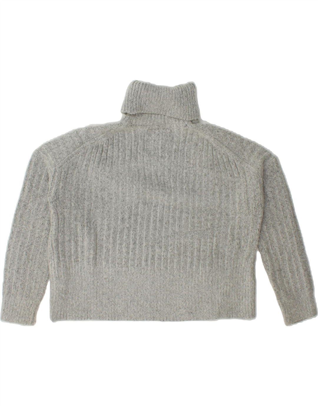 SUPERDRY Womens Crop Roll Neck Jumper Sweater UK 12 Medium Grey Acrylic Vintage Superdry and Second-Hand Superdry from Messina Hembry 