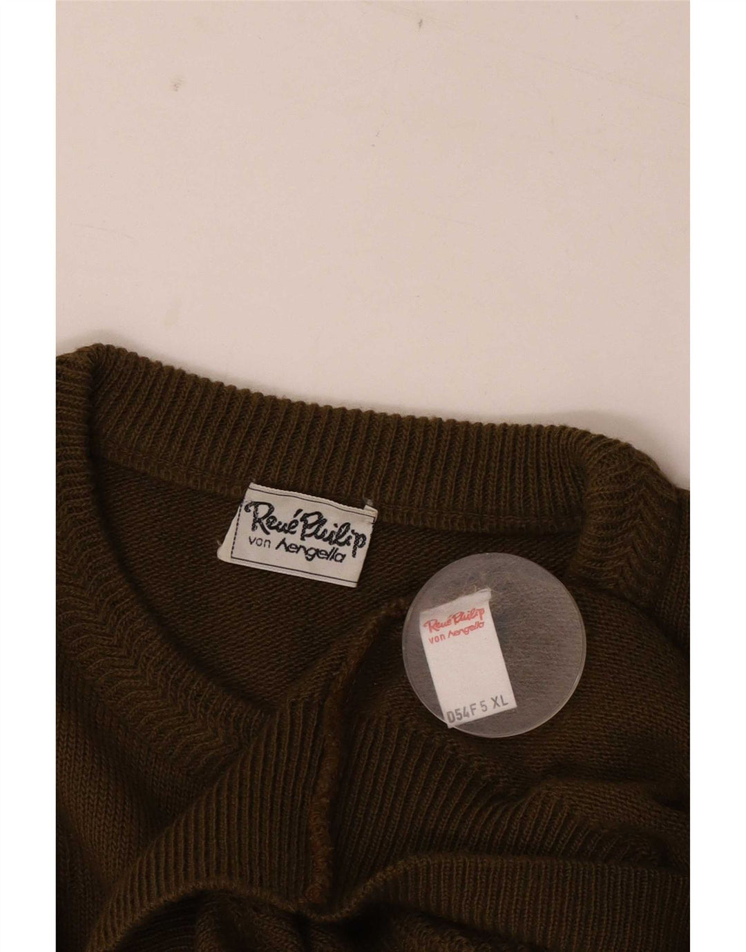 vintage Mens Crew Neck Jumper Pull XL Kaki Laine