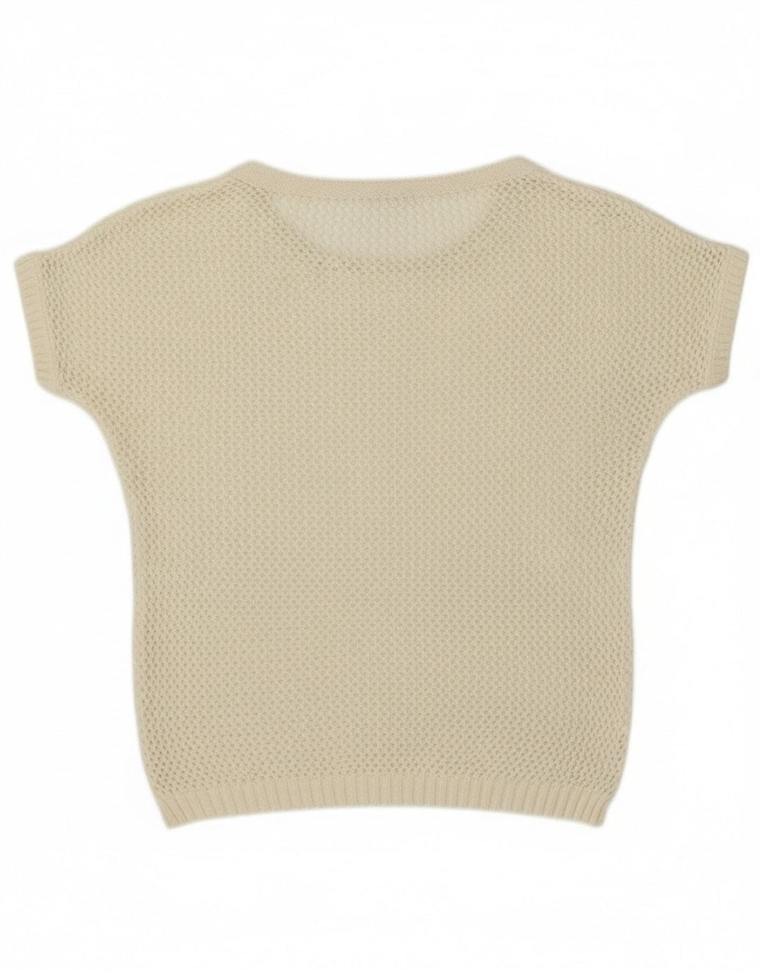 vintage Femmes Manches Courtes Crew Neck Jumper Pull UK 12 Moyen Off White