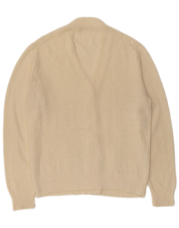 vintage Femme Cardigan Pull UK 14 Beige Moyen
