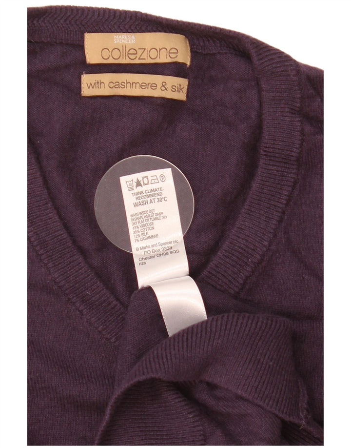 Marks & Spencer Pull col V pour homme en viscose Violet Taille L