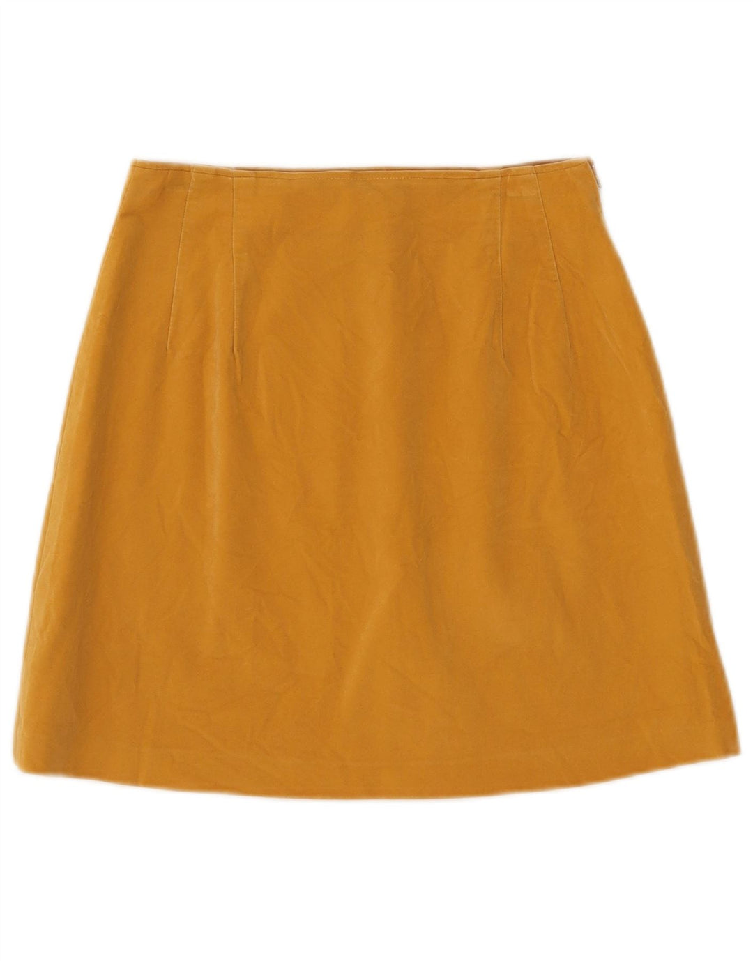 vintage Femmes Velours Mini Jupe W26 Petit Jaune