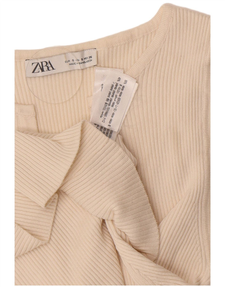 Zara Femme Cardigan Top UK 8 Small Viscose Blanc Cassé