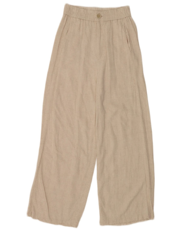 Stradivarius Pantalon décontracté taille haute jambe large pour femme XS W24 L24 Beige