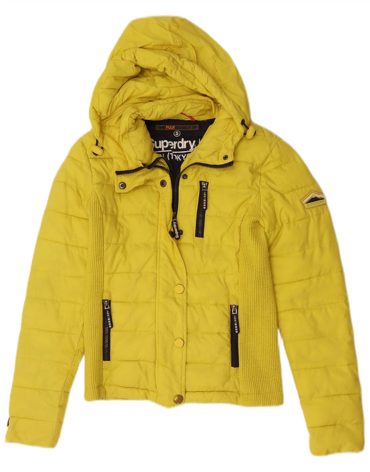 Superdry Veste matelassée à capuche pour femme UK 10 Small Jaune Polyester