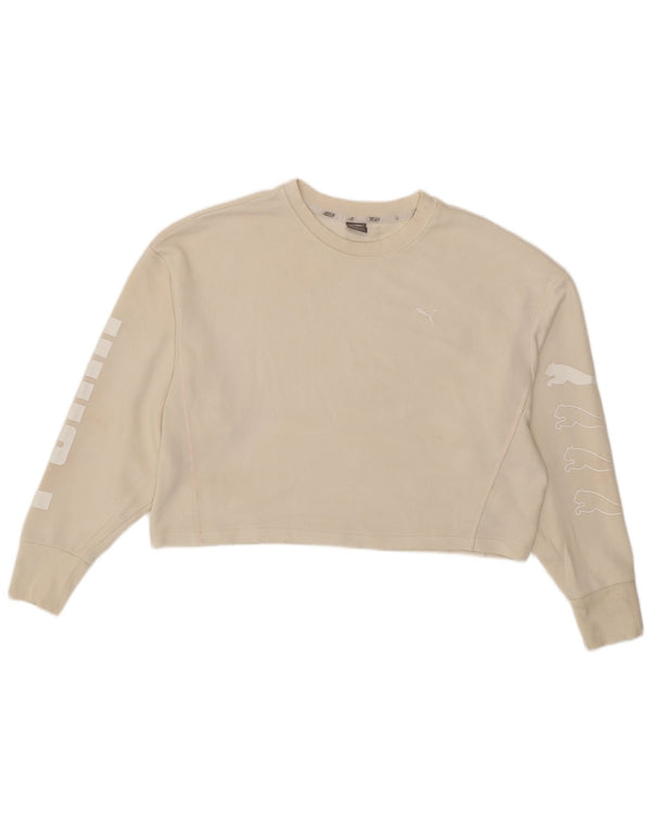Puma Sweat-shirt court surdimensionné pour femme UK 16 Large Beige