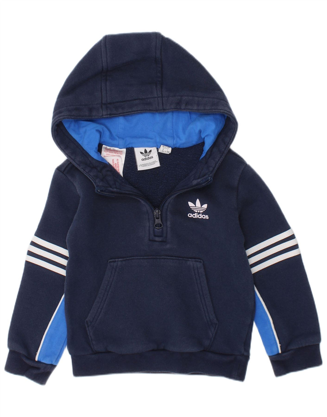 ADIDAS Pull à capuche à col zippé pour bébé garçon 12-18 mois Bleu marine Colourblock