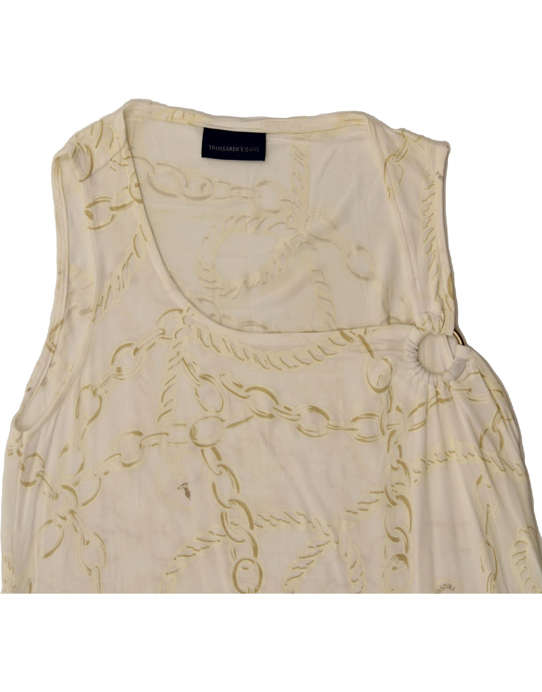 TRUSSARDI Womens Abstract Pattern Sleeveless Blouse Top UK 14 Large Beige Vintage Trussardi and Second-Hand Trussardi from Messina Hembry 
