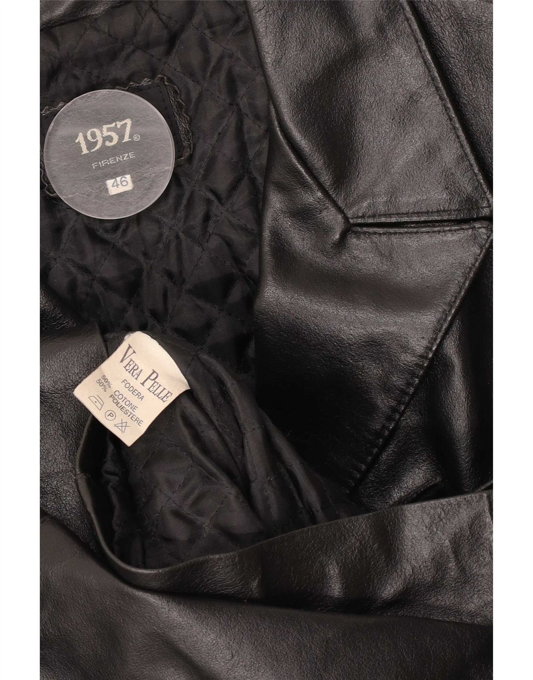 manteau en cuir femme vintage IT 46 Grand Noir