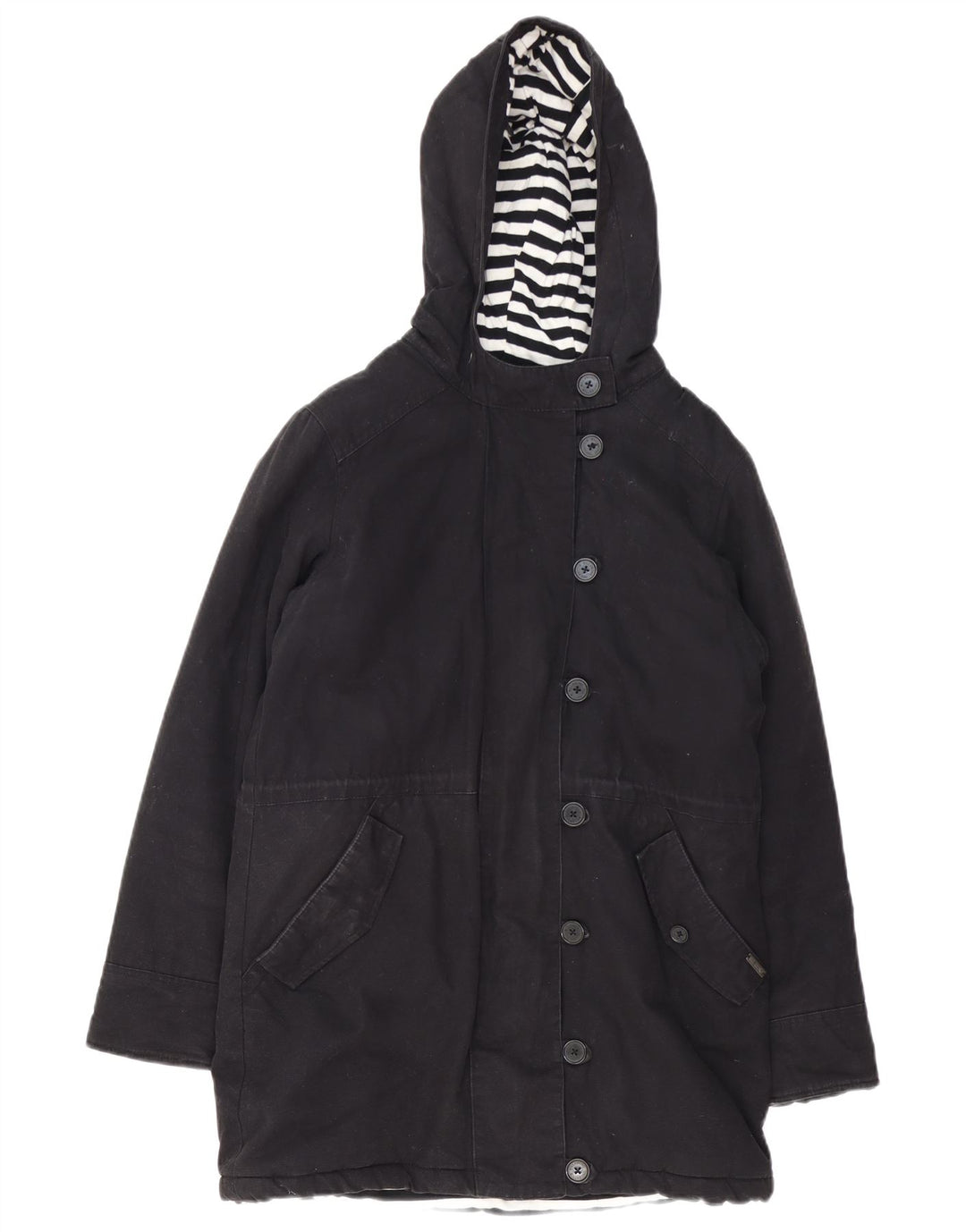 Billabong Parka à capuche pour femme UK 14 en coton noir moyen