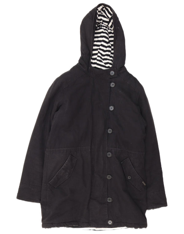 Billabong Parka à capuche pour femme UK 14 en coton noir moyen