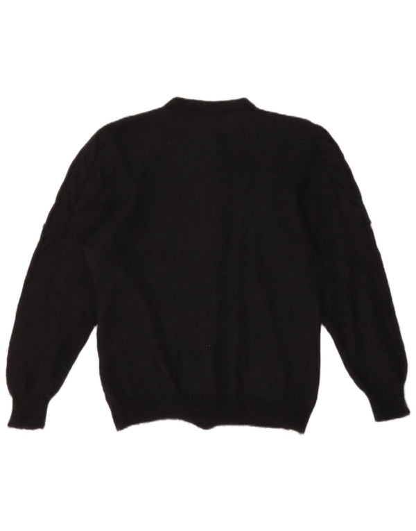 vintage Femme Cardigan Pull UK 16 Grand Mohair Noir