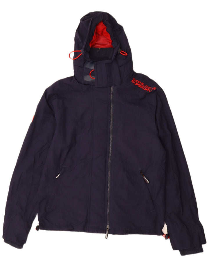 SUPERDRY Veste coupe-vent à capuche pour homme UK 40 Large Bleu marine