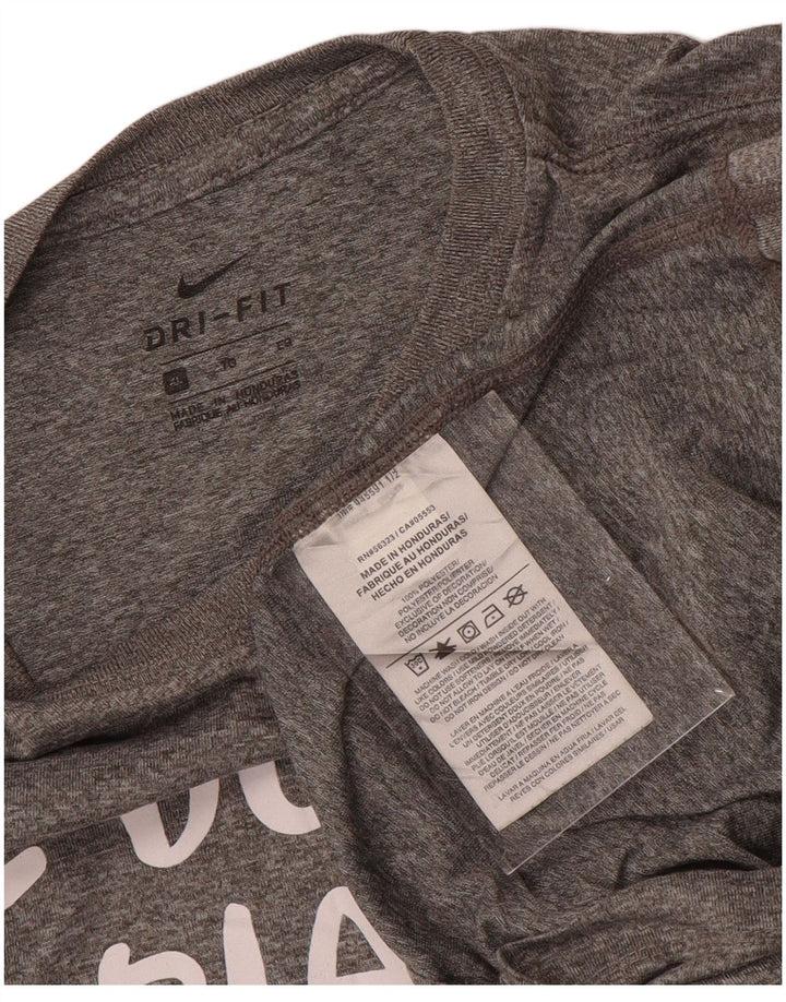 NIKE Haut T-Shirt Graphique Fille 13-14 ans XL Gris Moucheté Polyester