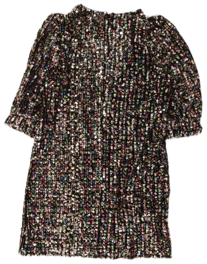 Zara Robe droite à paillettes pour femme UK 10 Small Multicolore coloré