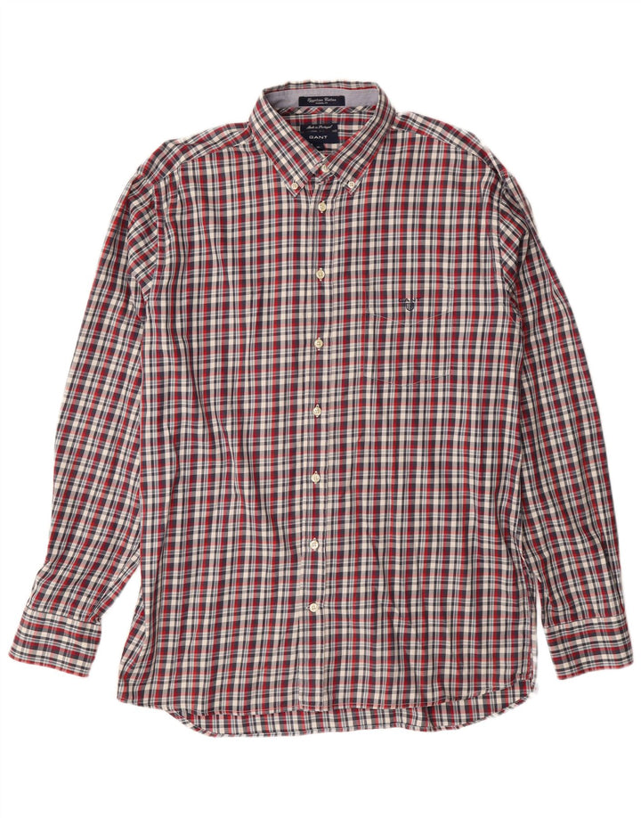 GANT Chemise décontractée pour homme XL en coton à carreaux rouges