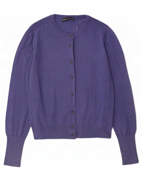 Marks & Spencer Pull Cardigan Femme UK 12 Bleu Moyen Viscose