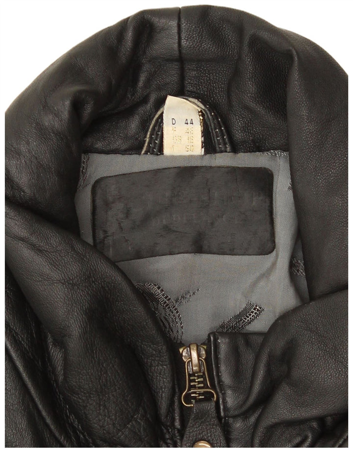Veste en cuir surdimensionnée femme vintage UK 18 XL Cuir Noir