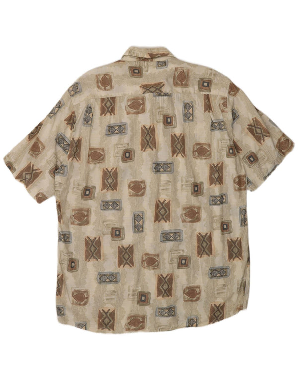 Canda Chemise à manches courtes pour hommes Taille 41/42 16 1/2 Large Beige Géométrique