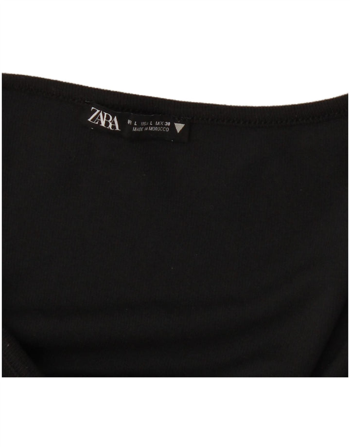 Zara Haut à manches longues pour femme UK 14 Large Noir