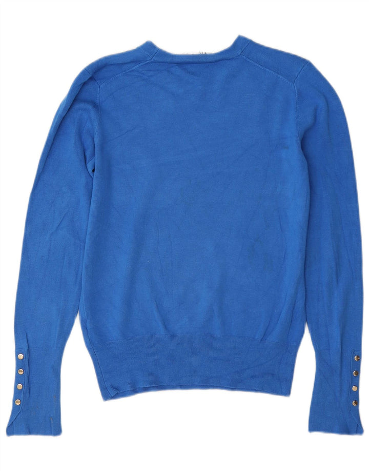 Zara Pull ras du cou pour femme UK 12 Bleu moyen Viscose