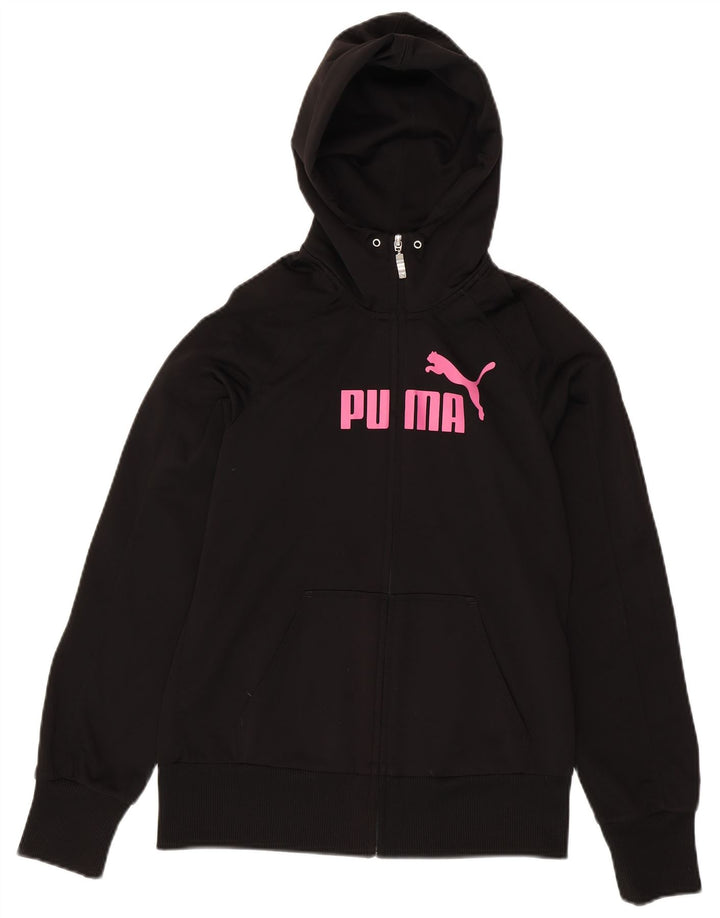 Puma Pull à capuche graphique zippé pour femme UK 16 Large Noir Polyester