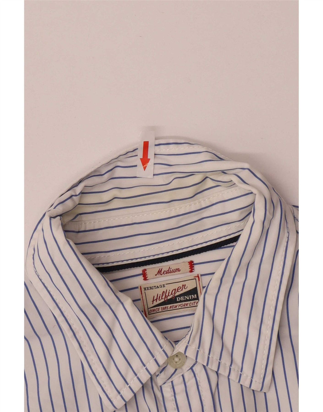 Tommy Hilfiger Chemise Regular Fit Homme Bleu Moyen Rayé Coton