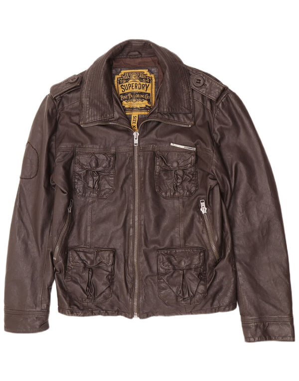 Superdry Veste en cuir militaire pour homme UK 42 XL Marron
