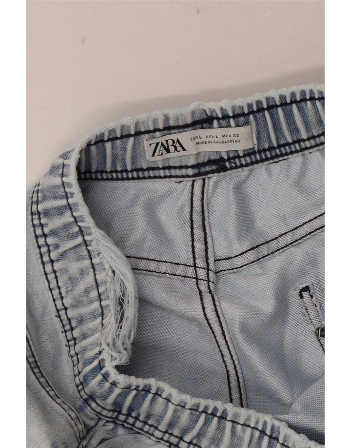 Zara Femme Short En Jean Large W32 Bleu