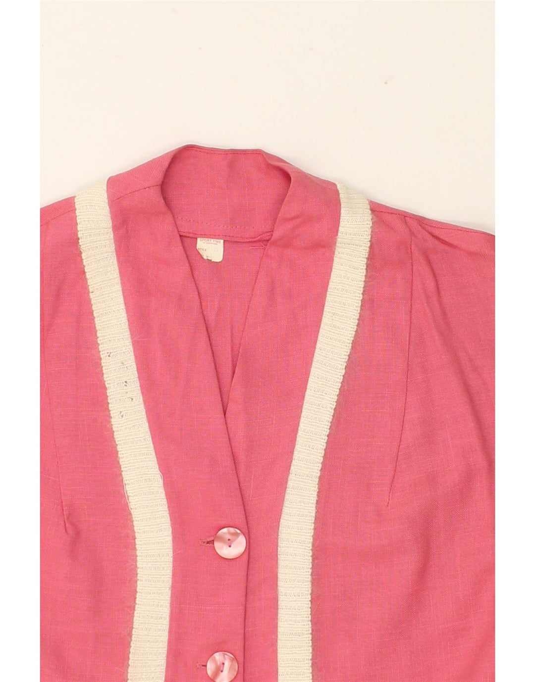 VINTAGE Womens 3/4 Sleeve 3 Button Blazer Jacket UK 14 Medium  Pink Vintage Vintage and Second-Hand Vintage from Messina Hembry 