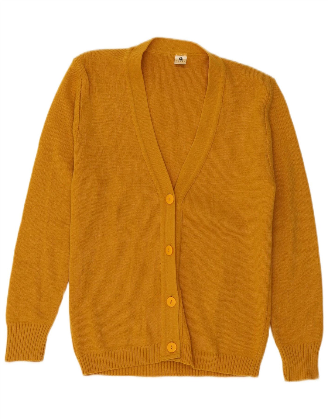 VINTAGE Pull Cardigan Femme IT 40/42 Petit Acrylique Jaune