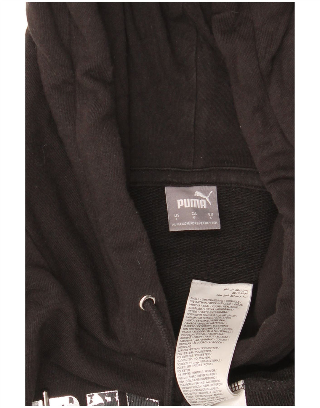 PUMA Pull à capuche graphique pour femme UK 16 Large Noir Coton