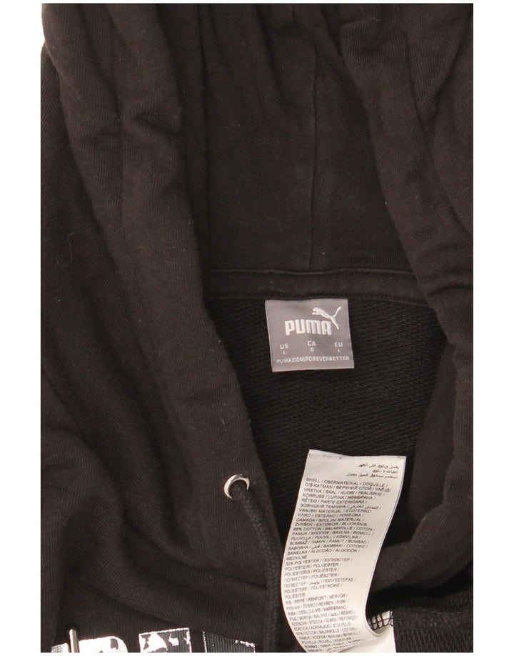 PUMA Pull à capuche graphique pour femme UK 16 Large Noir Coton