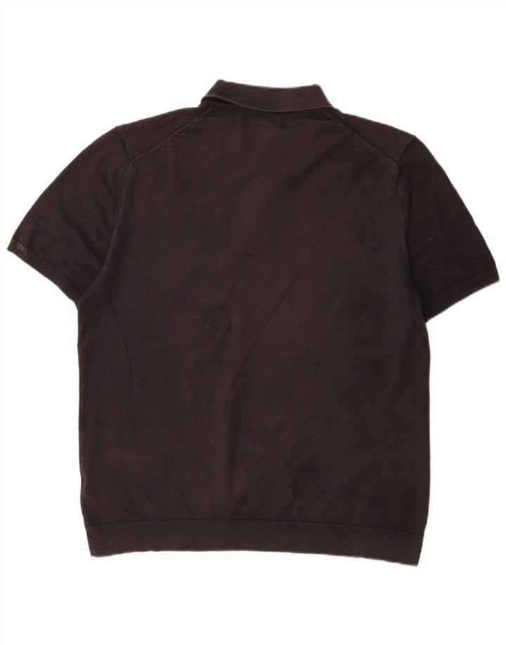Marks & Spencer Pull à manches courtes et col polo pour homme Noir Taille L