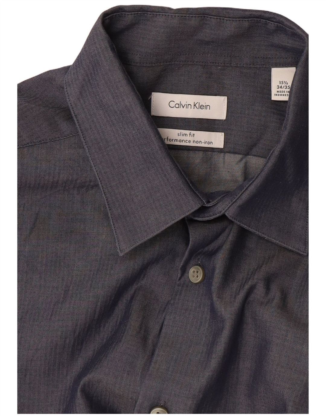 Calvin Klein Jeans Chemise Homme Taille 15 1/2 Medium Bleu Marine Chevrons