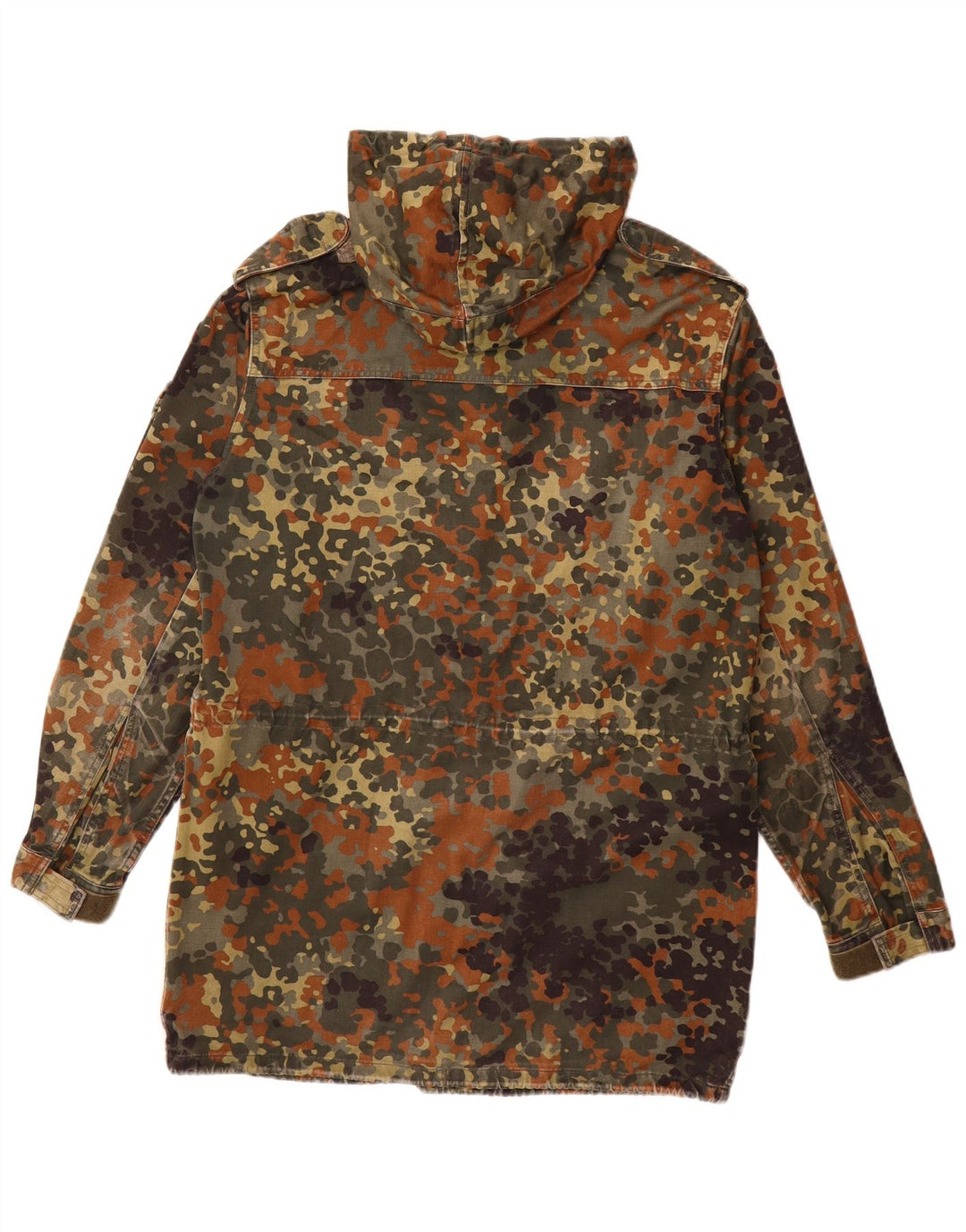 VINTAGE Mens Hooded Military Jacket UK 36 Small Green Camouflage