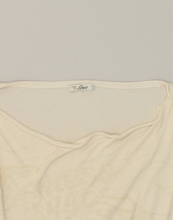 GUESS Womens Boat Neck Jumper Sweater UK 16 Large Beige Viscose | Vintage Guess | Thrift | Second-Hand Guess | Used Clothing | Messina Hembry 