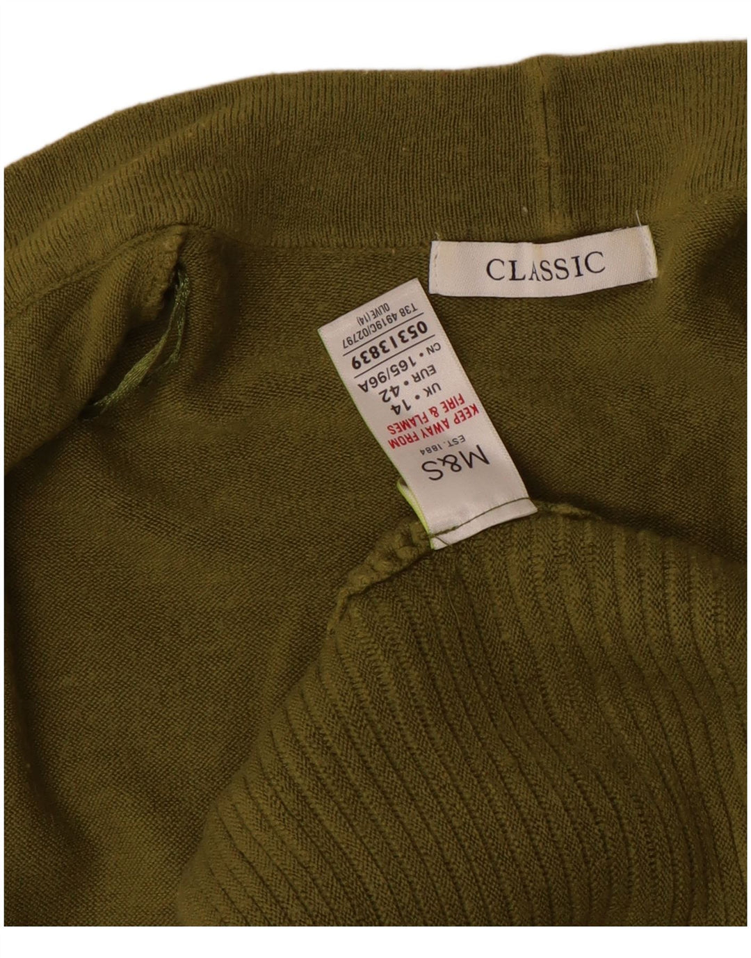 Marks & Spencer Pull cardigan ouvert à manches 3/4 pour femme UK 14 Kaki moyen