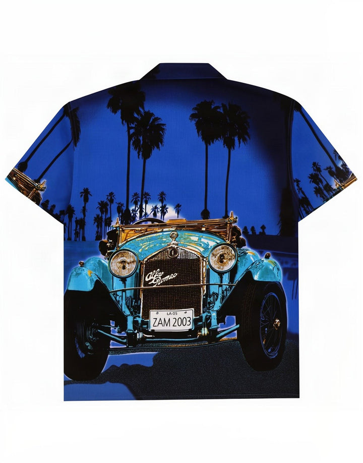 vintage Mens Hawaiian Short Sleeve Shirt Grand Bleu Polyester