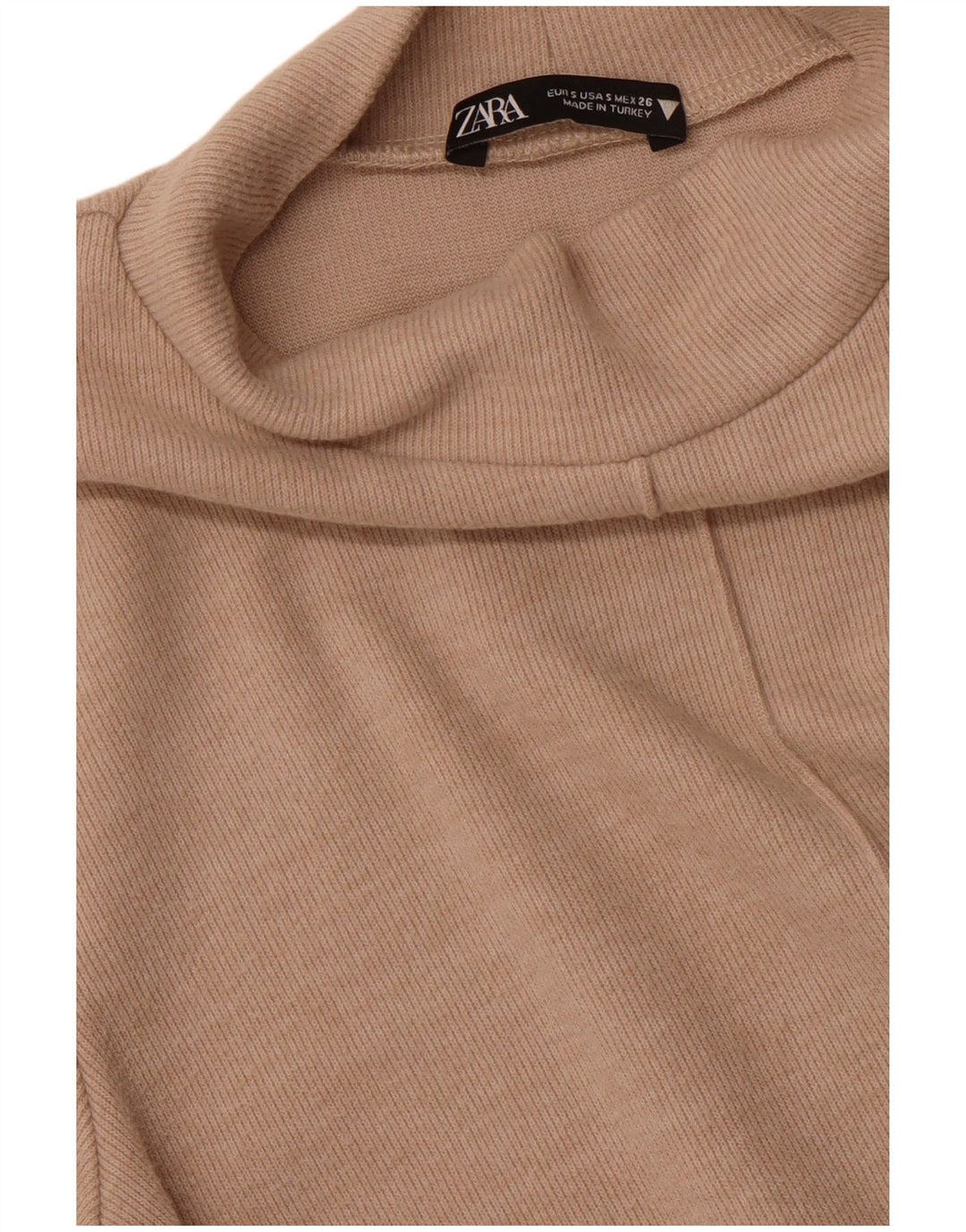 ZARA Robe pull à manches courtes pour femme UK 10 Small Beige