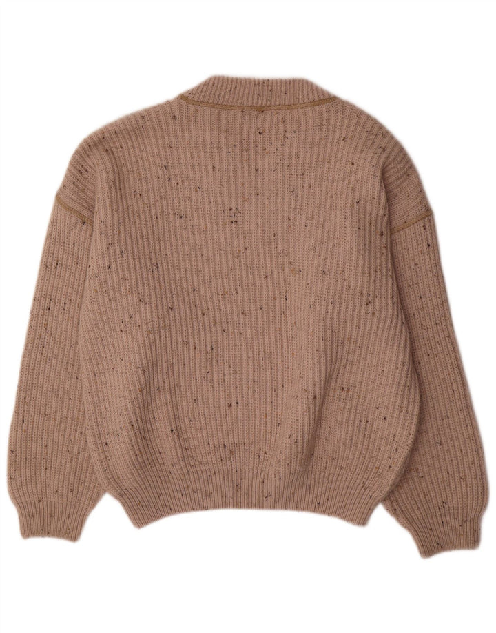 EXIGO Pull Col V Homme Laine Mouchetée Beige Moyen