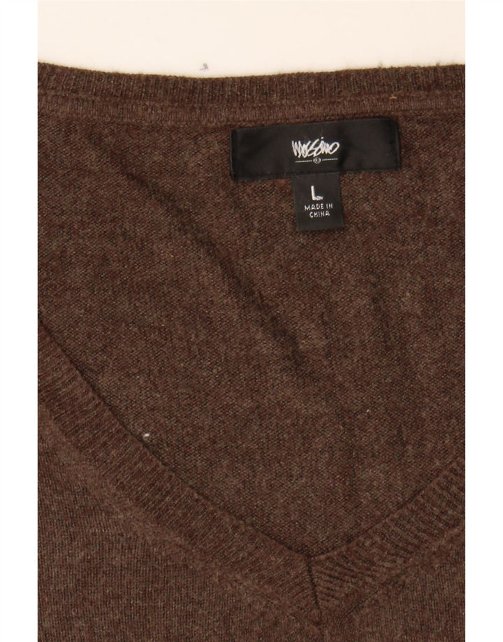 MOSSIMO Womens Short Sleeve V-Neck Jumper Sweater UK 14 Large Brown Vintage Mossimo and Second-Hand Mossimo from Messina Hembry 