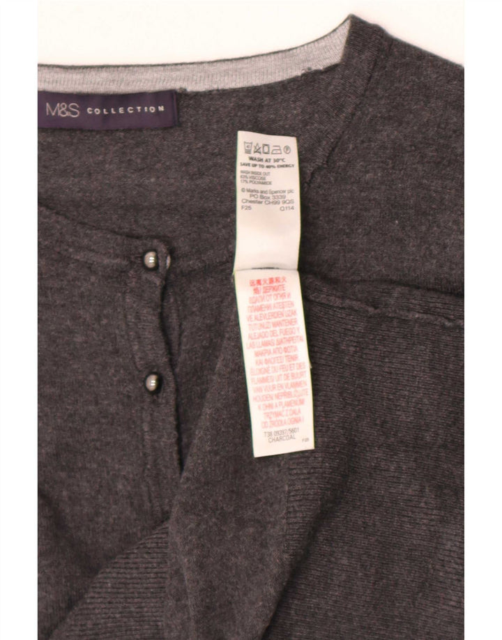 Marks & Spencer Pull Cardigan Femme UK 8 Small Gris Viscose